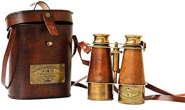 Brass Binucular with Leather Box
