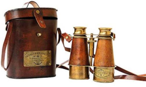 Brass Binucular with Leather Box