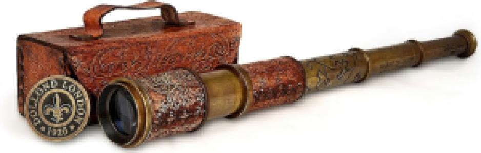 Nautical Brass Telescope with Leather Box