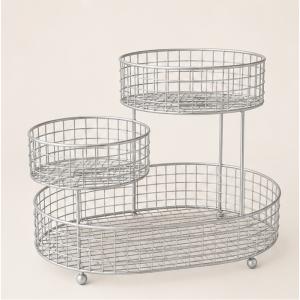 Wholesale Silver 3 Tier Kitchen Storage Basket