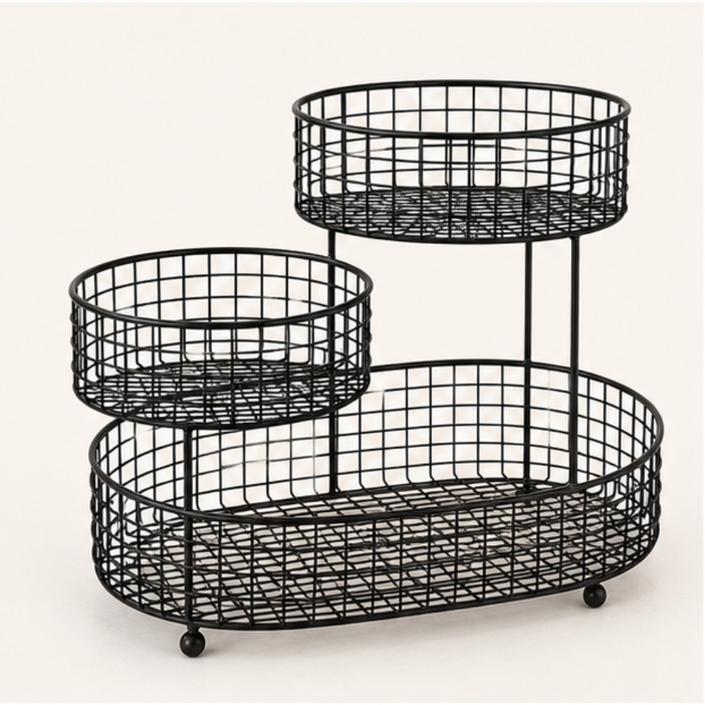 Wholesale Black 3 Tier Kitchen Storage Basket