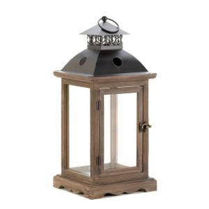 Rustic Decorative Wooden Lantern With Glass Panels  6
