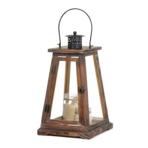 Wholesale Wooden Lantern With Glass Panels With Metal Handle 