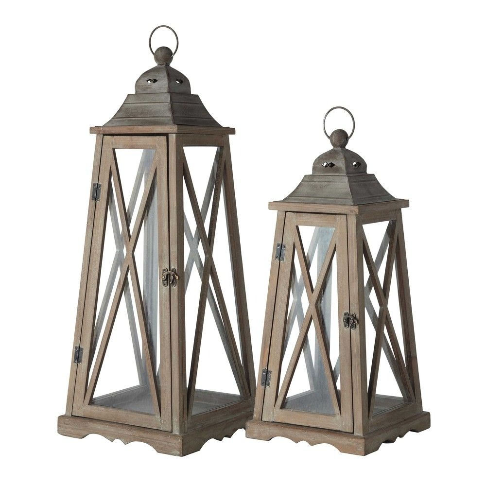 Elegant Wholesale Wooden Lantern With Glass Panels With Metal Handle