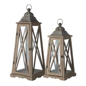 Elegant Wholesale Wooden Lantern With Glass Panels With Metal Handle