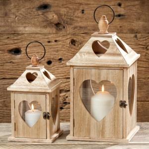 Decorative  Wooden Lantern With Glass Panels With Metal Handle 4