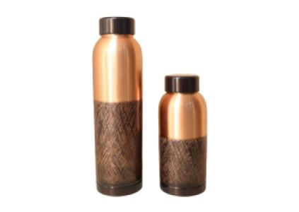 Handmade Pure Copper Water Bottle Health Benefits Modern Design for Daily Hydration Gym Yoga & Travel Eco-Friendly Drinkware - Copy