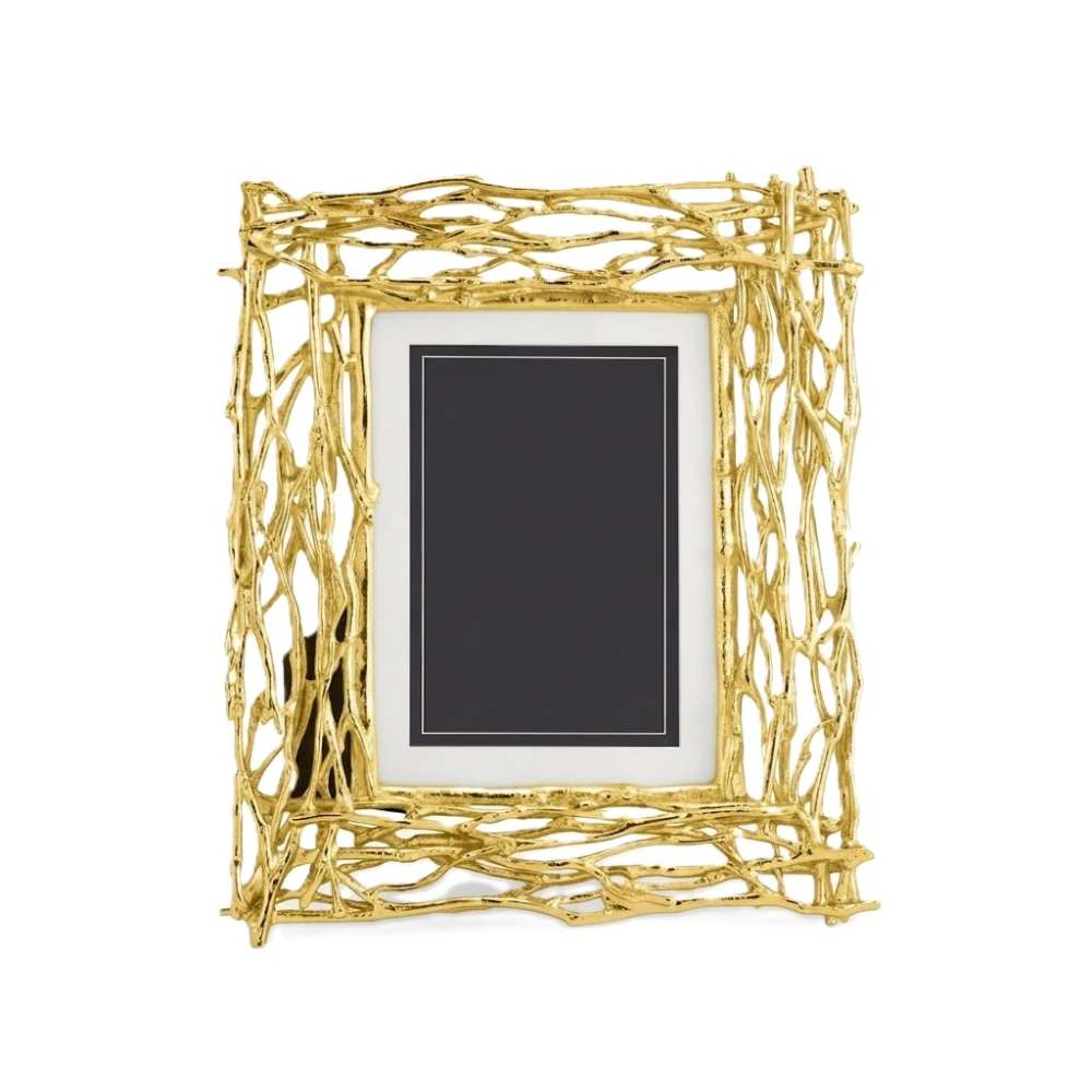 Luxury Gold Decorative Picture Frame Artistic Ornate Photo Frame Openwork Branch Style Wall Decor Elegant Home Decoration Display Frame Wholesale