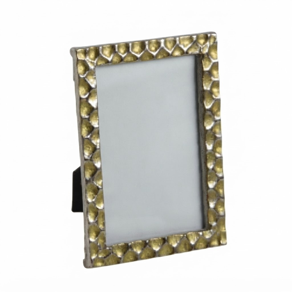 Wholesale Luxury Metal Photo Frame Textured Gold Honeycomb Picture Frame Home Decor Tabletop MDF MOP Handicraft Frame for Wedding Gift