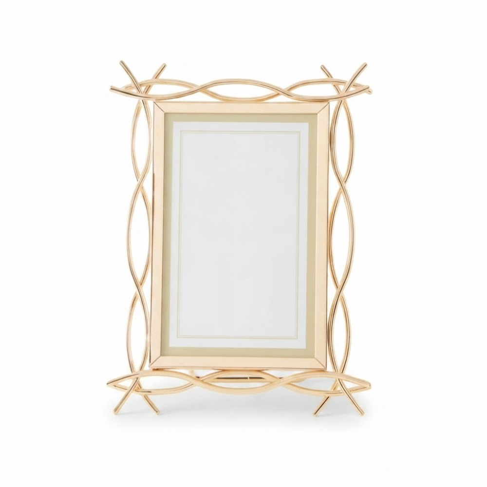 Light Luxury Gold Metal Tabletop Photo Frame Abstract Intertwined Twig Design Iron Picture Frame for Wholesale Wedding and Home Desktop Decoration