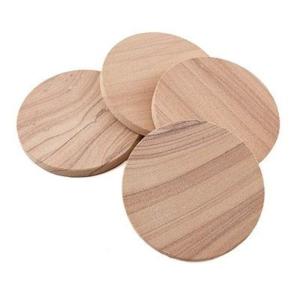 Wholesale Round Natural Sandstone Coasters Wood Grain Texture Absorbent Drink Coaster Set Eco-Friendly Modern Table Decoration Cup Mat
