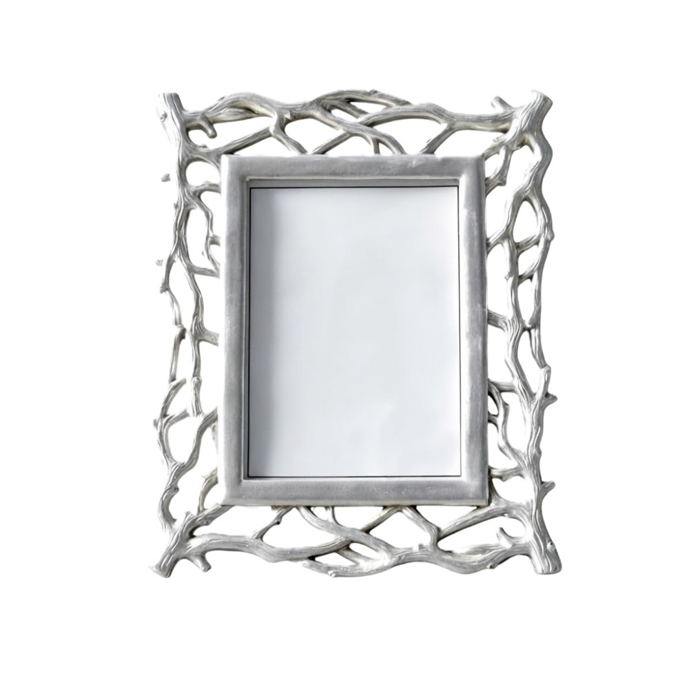 Wholesale Handcrafted Silver Photo Frame Nature-Inspired Twig Picture Frame Luxury Aluminum Metal Table Decor for Home and Wedding Gifts