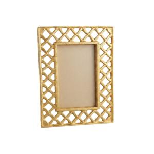 Luxury Gold Plated Metal Photo Frame Lattice Cut Geometric Pattern Tabletop Picture Frame for Modern Wedding Event and Light Luxury Home Decoration