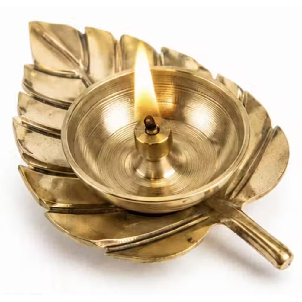 Decorative Brass Gold Leaf Diya