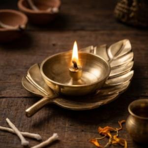 Decorative Brass Gold Leaf Diya 5