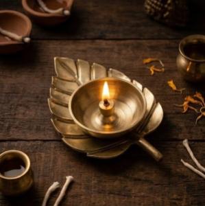Decorative Brass Gold Leaf Diya 6