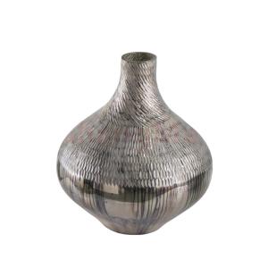 Handmade Organic Branch Shape Metal Flower Vase Brushed Silver Textured Metal Planter Nordic Style Decorative Vase Set 2