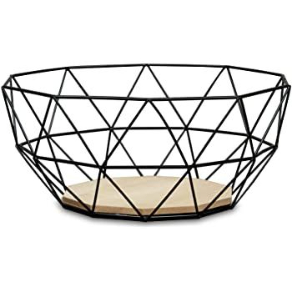  This geometric fruit basket features a durable metal wire fruit bowl design making it a perfect kitchen counter organizer for modern homes