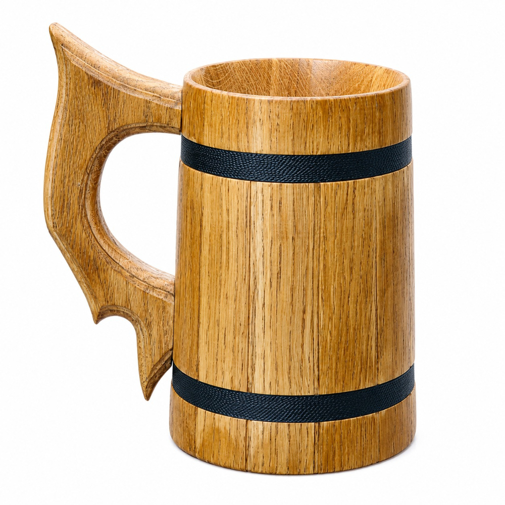 Handcrafted Wooden Beer Mug Eco Friendly Wood Tankard with Handle  Viking Style Wood Cup Natural Solid Wood Drinkware for Bar Pub Custom Logo Wholesale