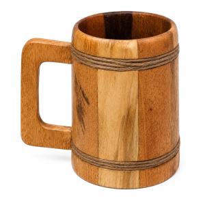 Wholesale Viking Wooden Beer Mug Handmade Natural  Wood Tankard with Rope Accents Heavy Duty Eco Friendly Bar Drinkware