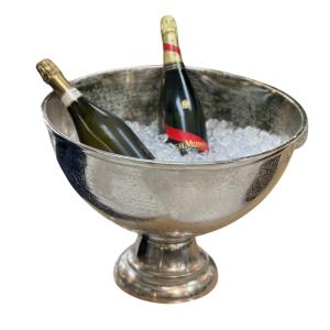 This premium stainless steel champagne bowl is engineered with an elegant pedestal base elevating your luxury tabletop beverage presentation during high end catering events.
