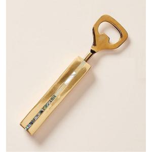 Luxury Brass Bottle Opener with Mother of Pearl Inlay Heavy Duty Golden Beer Cap Opener Elegant Custom Barware Tools for Wedding Favors and Corporate Gifting