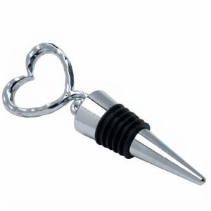 Wholesale Chrome Finished Heart Shaped Wine Bottle Stopper Eco-Friendly Leak Proof Silicone Seal Preserver Decorative Barware Hardware Gift Set