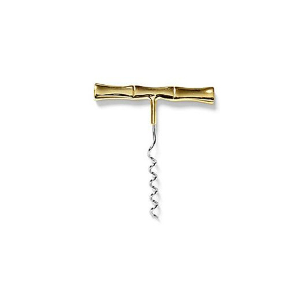 Luxury Gold Bamboo Wine Opener Premium T-Shape Metal Corkscrew Professional Stainless Steel Manual Wine Bottle Opener for Bar and Hotel
