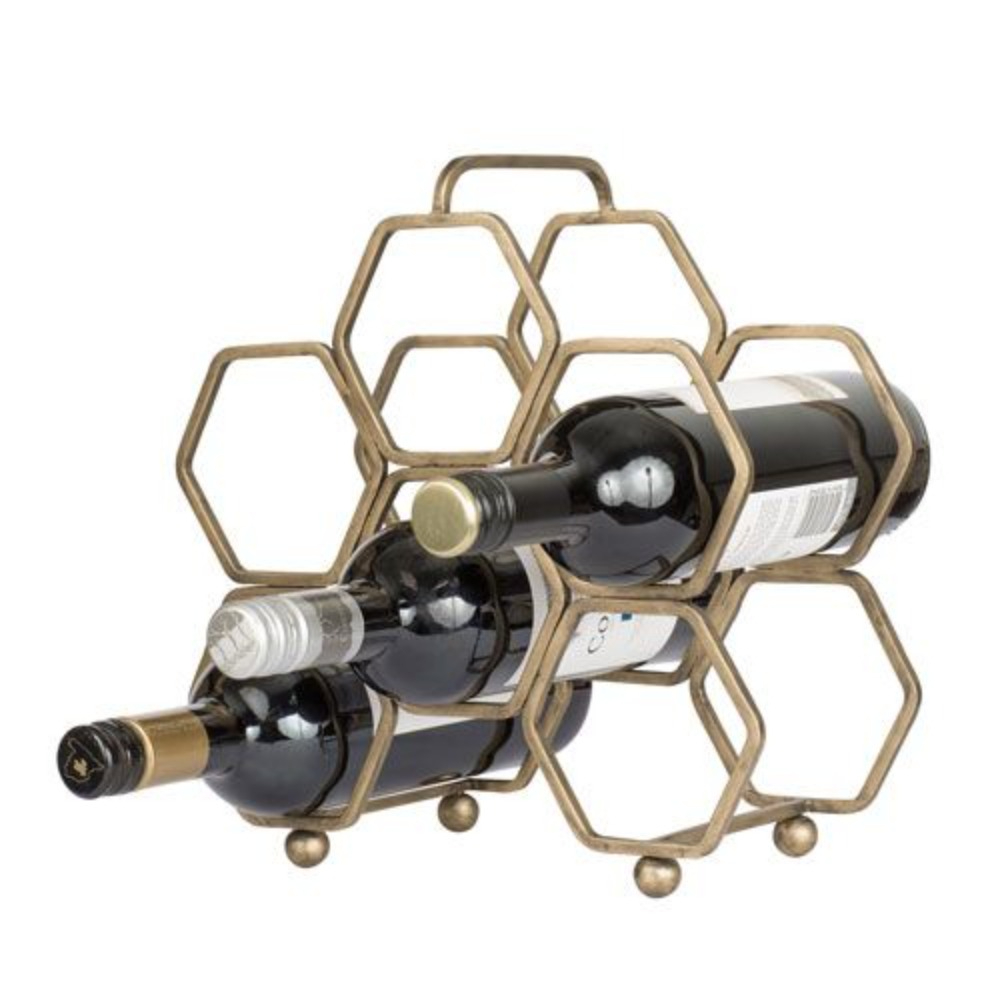 3-Tier 6 Bottle Tabletop Wine Rack Modern Industrial Metal and Wood Countertop Wine Bottle Holder Storage Stand for Home Bar 2