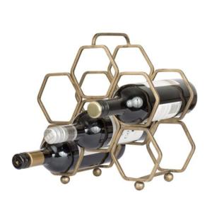 3-Tier 6 Bottle Tabletop Wine Rack Modern Industrial Metal and Wood Countertop Wine Bottle Holder Storage Stand for Home Bar 2