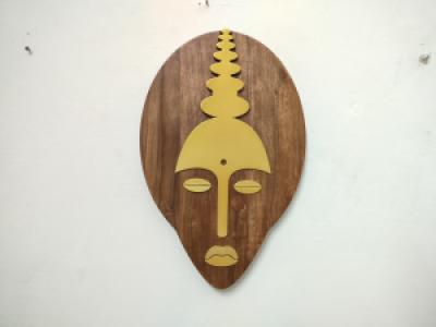 Wooden Face Wallplates S/3 || Decorative Wooden Wallplate|| Boho face wall plates || Abstract face art 2