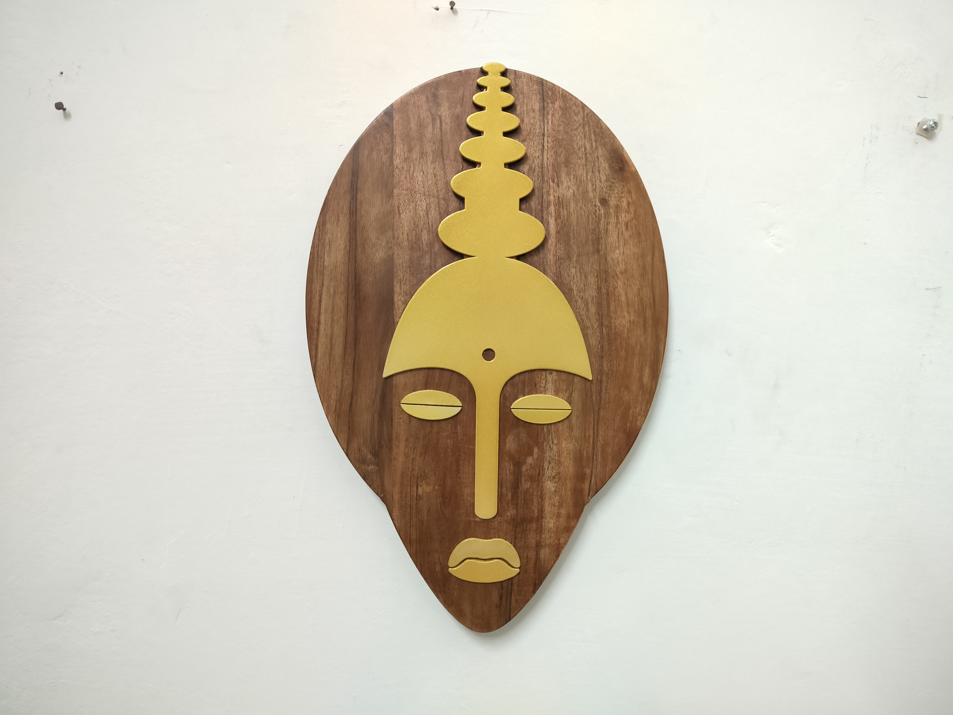 Wooden Face Wallplates S/3 || Decorative Wooden Wallplate|| Boho face wall plates || Abstract face art 2