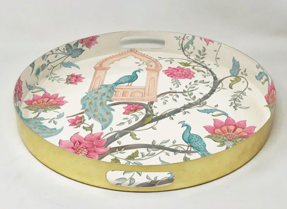Round Enamel Tray With Handle || Metal Enamel Tray Round  2
