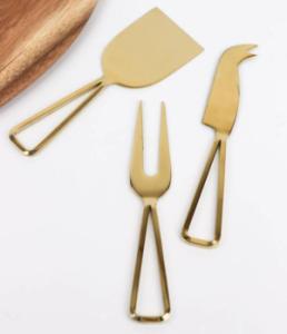 Premium Gold Stainless Steel 3-Piece Cheese Serving Set