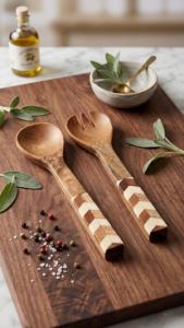 Premium Mango Wood Salad Servers with Decorative Rasin Handles – Set of 2