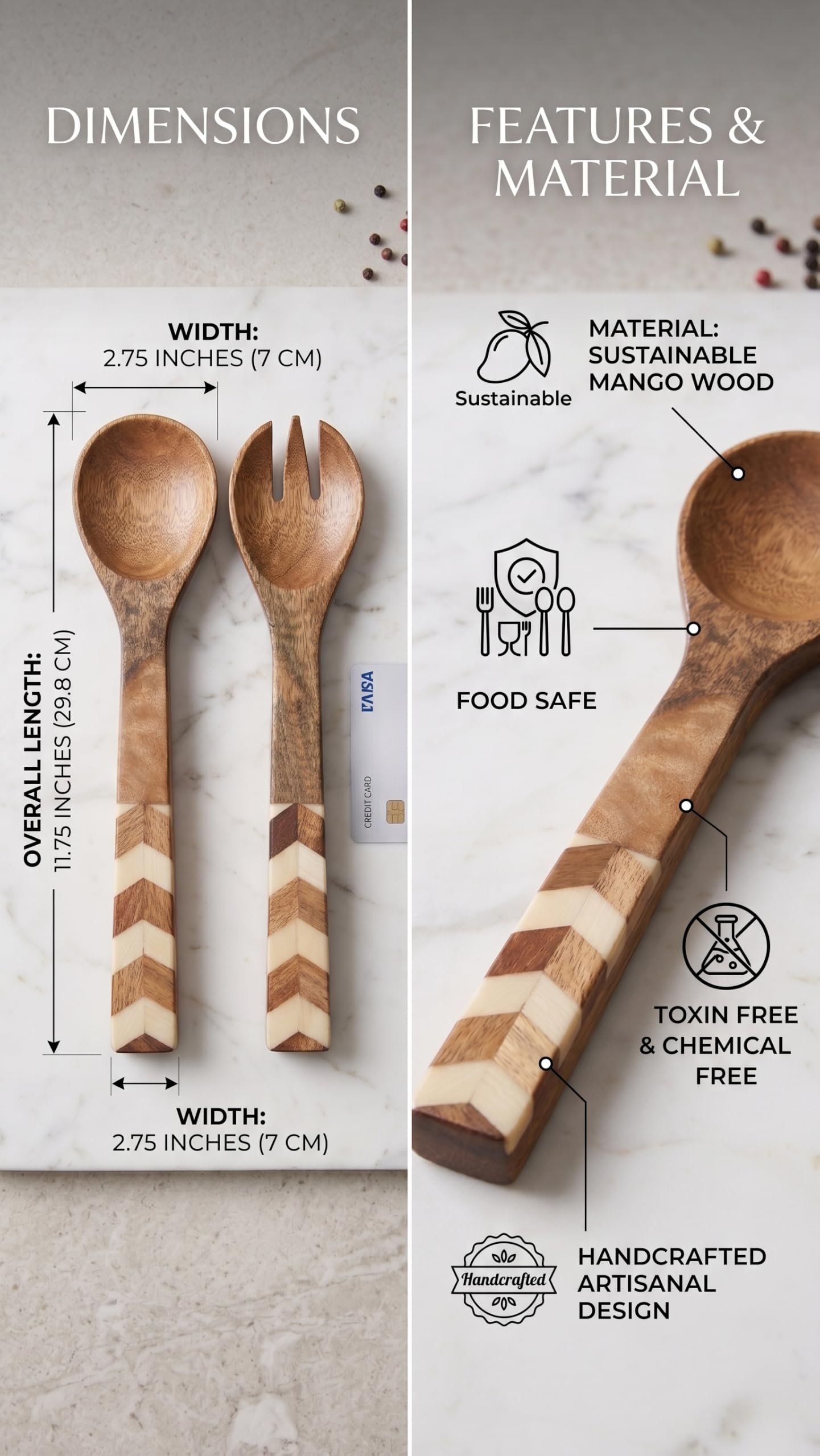 Premium Mango Wood Salad Servers with Decorative Rasin Handles – Set of 2 2