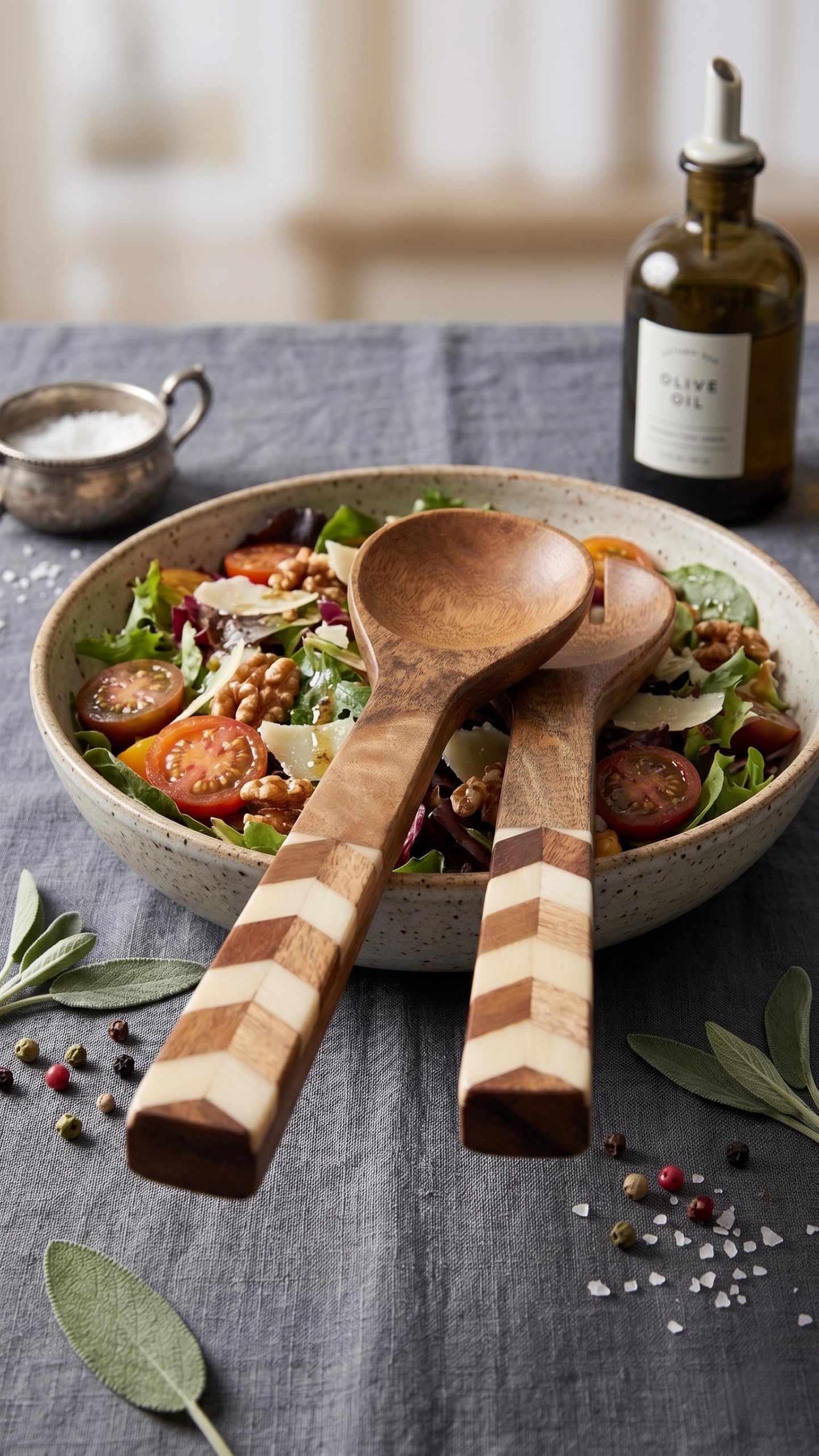 Premium Mango Wood Salad Servers with Decorative Rasin Handles – Set of 2 4