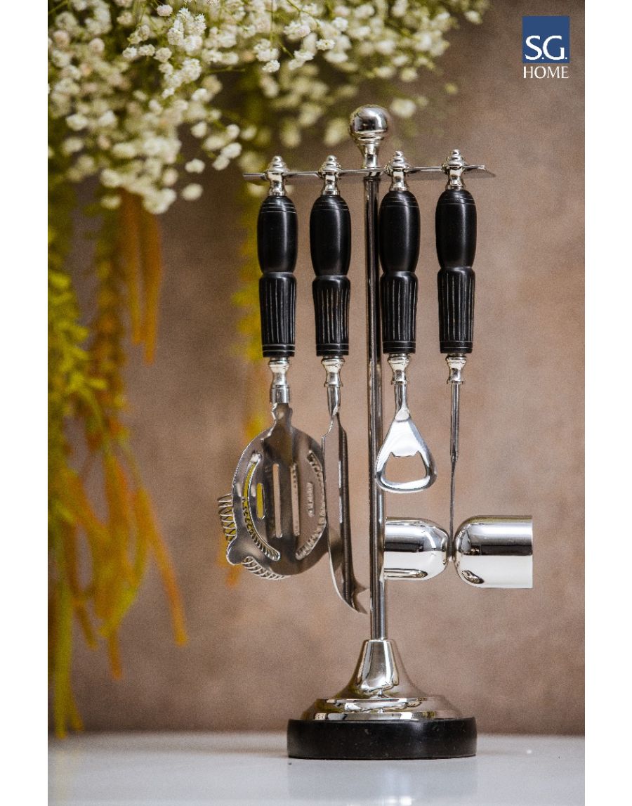 Premium Stainless Steel Serving & Bar Tools Set with Stand – Black Handle 2
