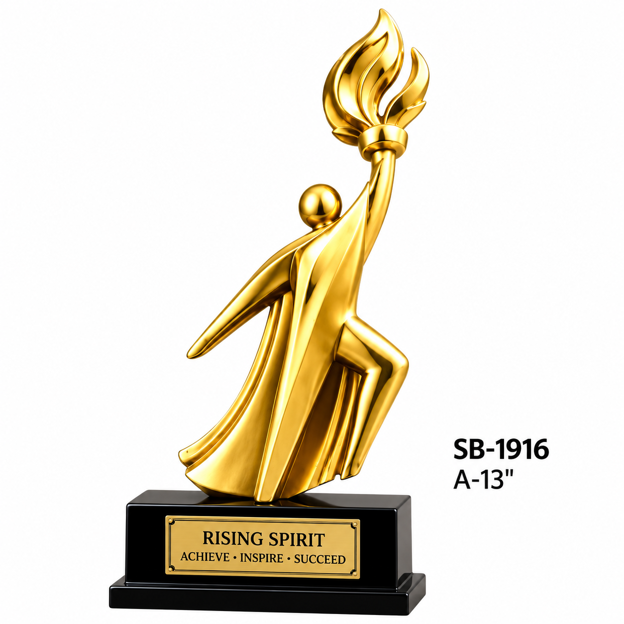 Custom Gold Star Ring Trophy Award with Wooden Base 3
