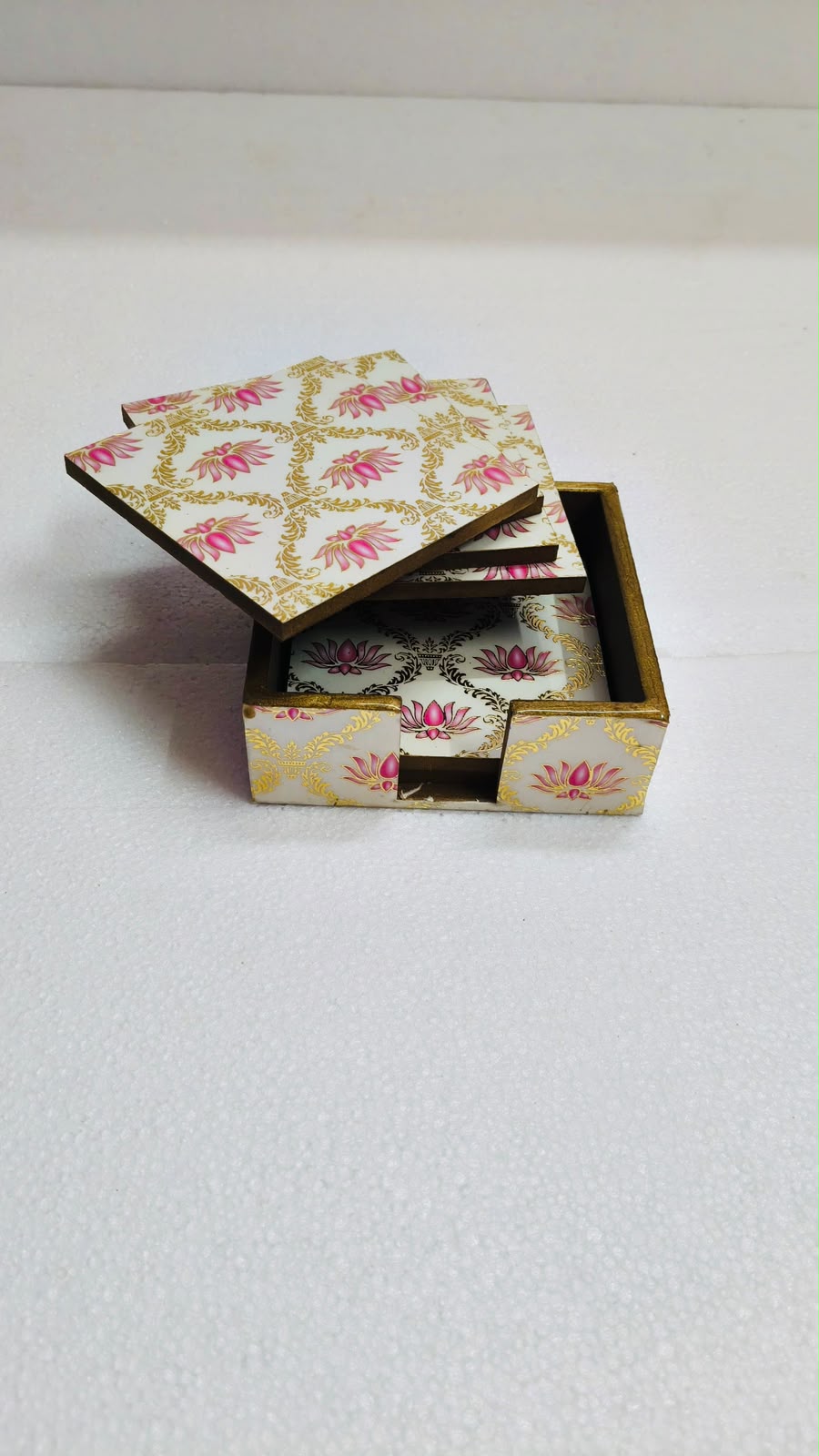 Handicrafted Wooden Coaster Set With Box 7
