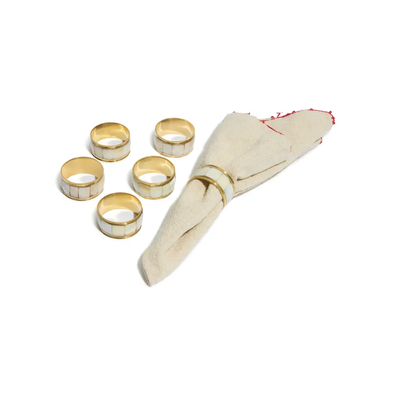 Brass & Mother of Pearl Napkin Rings – Set of 6 4