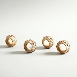 Set of 4 Rattan Woven Napkin Rings – Natural