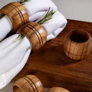 Set of 5 Natural Wooden Napkin Rings