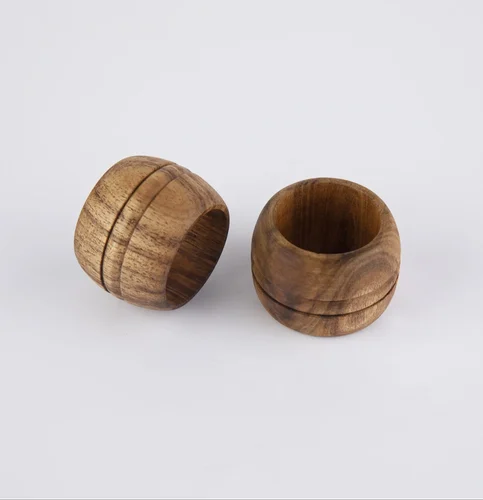 Set of 5 Natural Wooden Napkin Rings 3