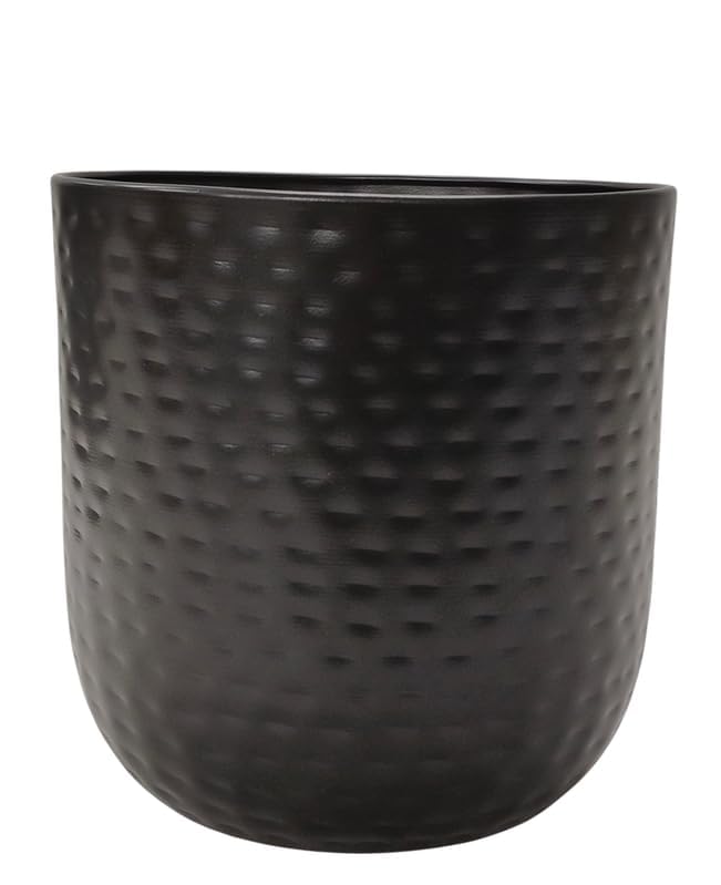 Black Hammered Metal Planter – Round Decorative Planter 2