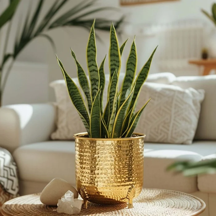 Gold Hammered Metal Planter with Decorative Feet – Round Planter