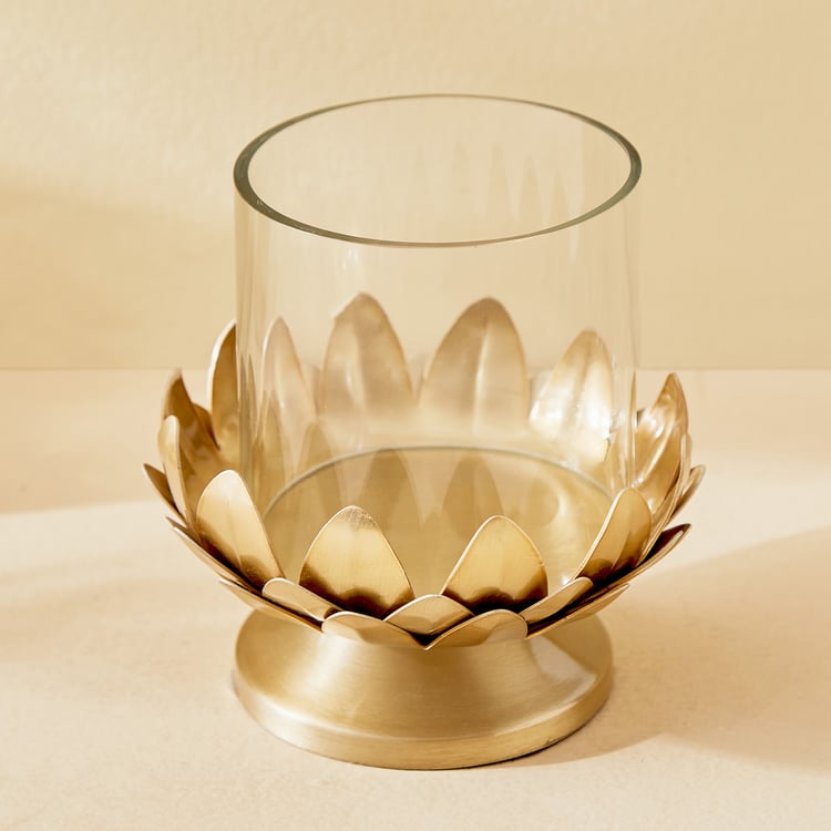 Decorative Gold Lotus Candle Holder Set 3