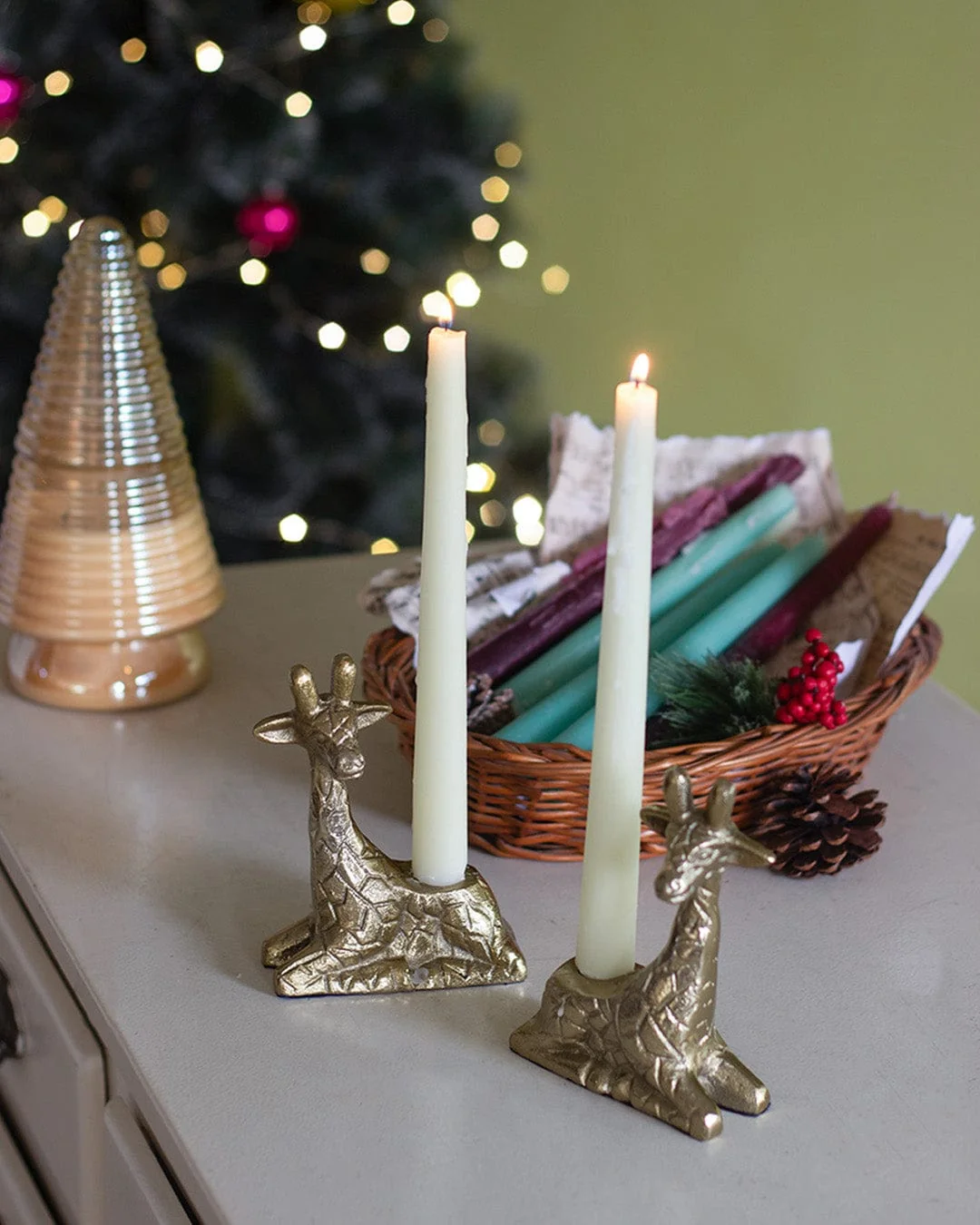 Luxury Giraffe Shaped Metal Candle Holders – Set of 2