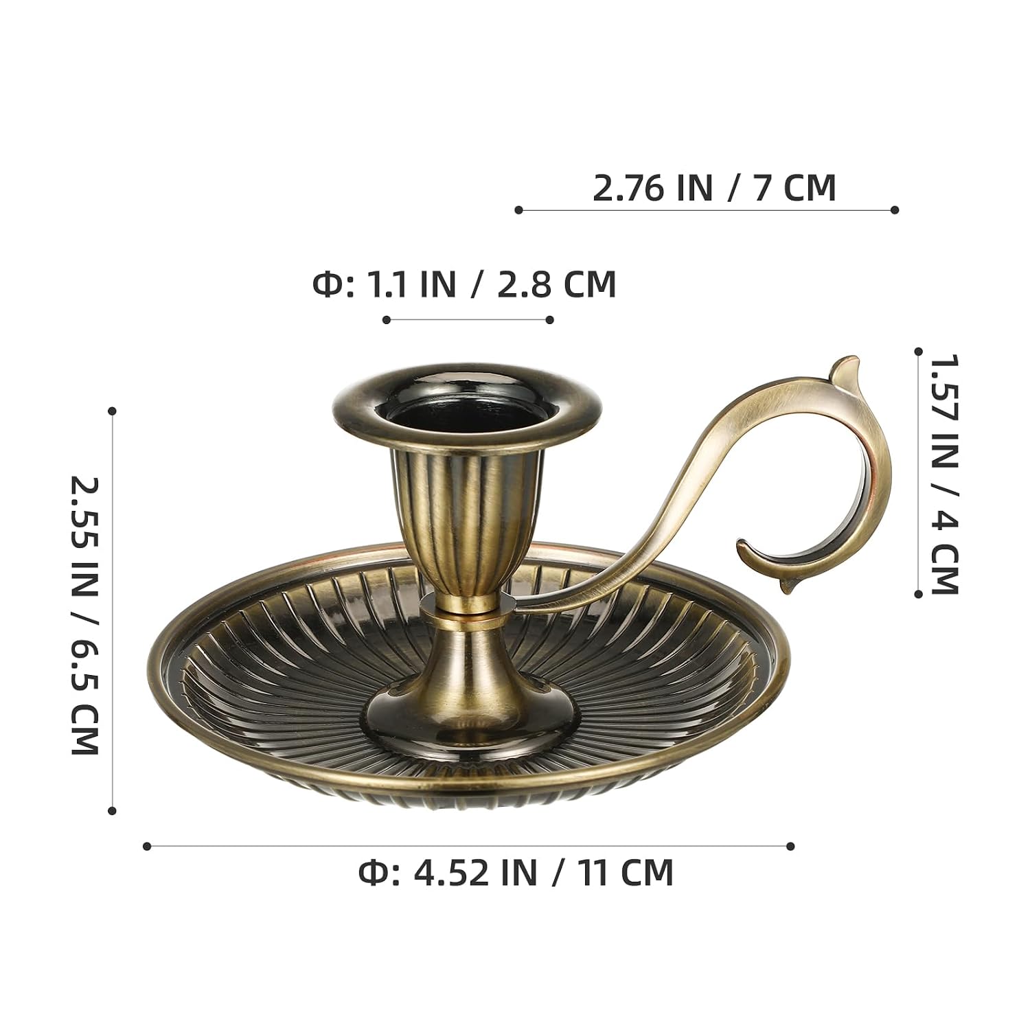Antique Gold Finish Metal Chamberstick Candle Holder with Handle 4